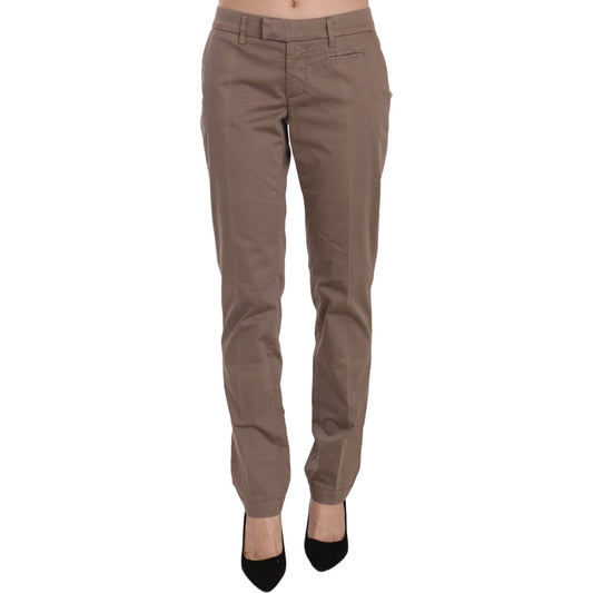 Dondup Brown Low Waist Straight Cut Trouser Pant