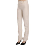 LAUREL White High Waist Silk Blend Flared Dress Trousers Pants PAN70225-36