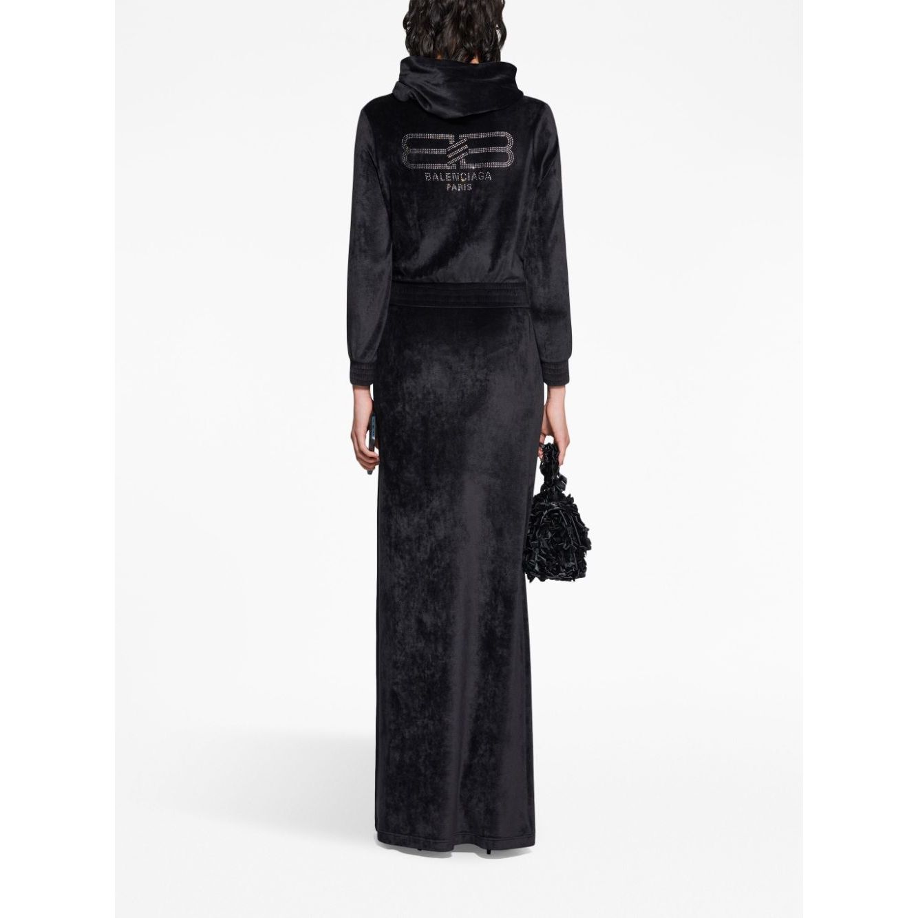 Balenciaga Crystal embellished velvet zip-up hoodie Topwear