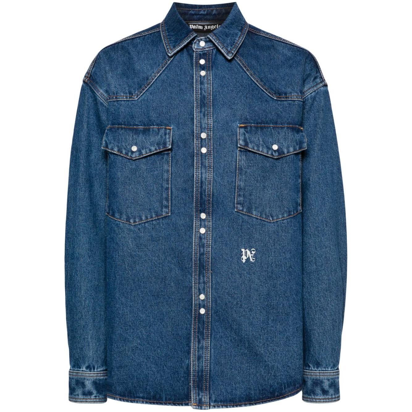 Palm Angels Shirts Blue PMYD023R24DEN0024001