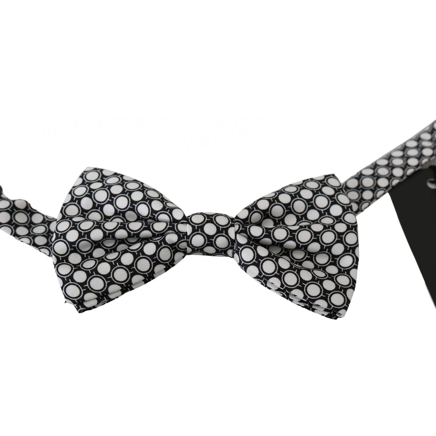 Dolce & Gabbana Men Black White Circles Adjustable Neck Papillon Bow Tie FT2029