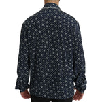 Dolce & Gabbana Blue Skull Print Silk Top Sleepwear Shirt TSH4014-41