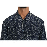 Dolce & Gabbana Blue Skull Print Silk Top Sleepwear Shirt TSH4014-41