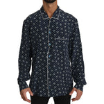 Dolce & Gabbana Blue Skull Print Silk Top Sleepwear Shirt TSH4014-41