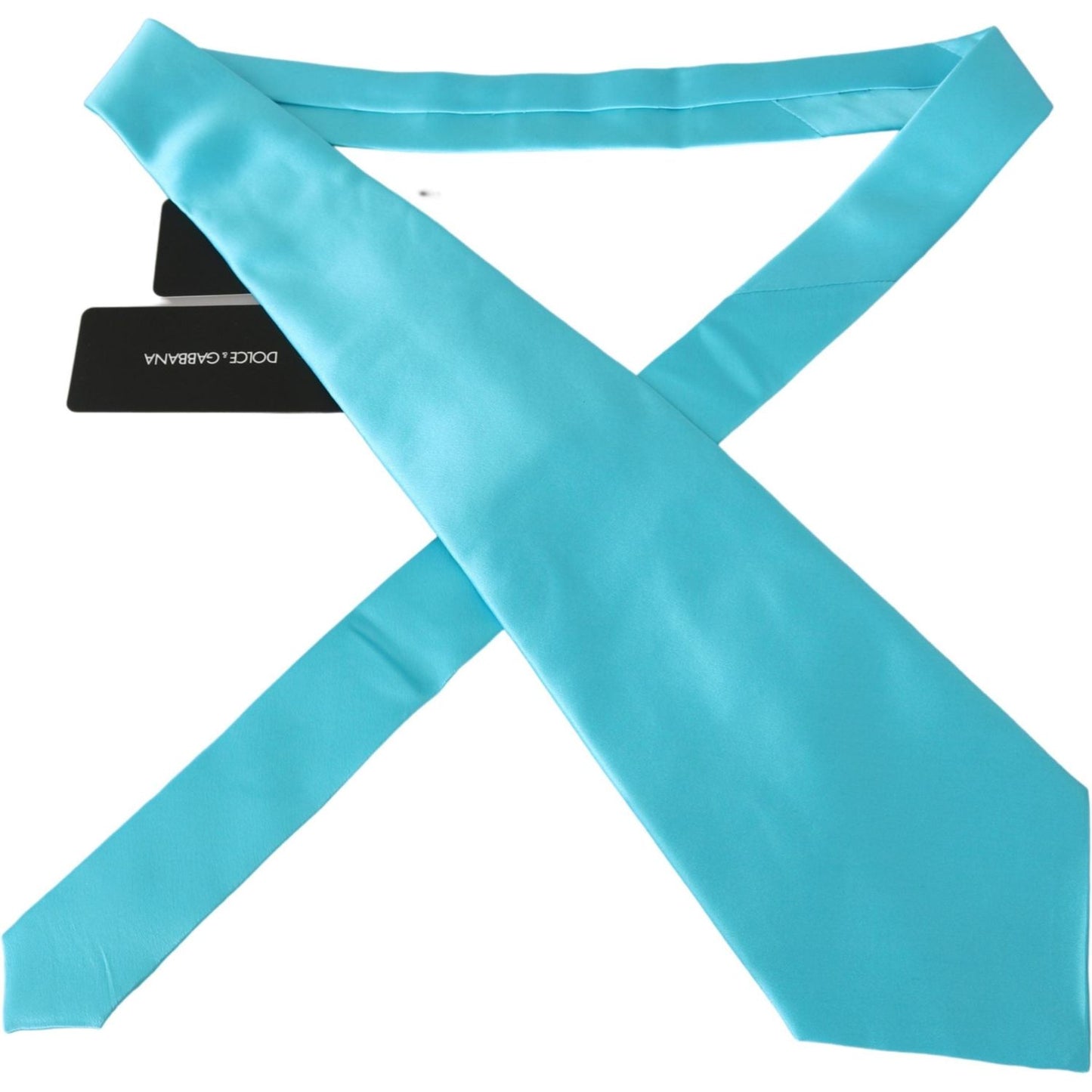 Dolce & Gabbana Light Blue Wide Mens Necktie Accessory 100% Silk Tie CRA1011