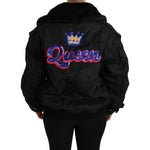 Dolce & Gabbana Black Queen Crown Sequined Bomber Jacket JKT2518-36