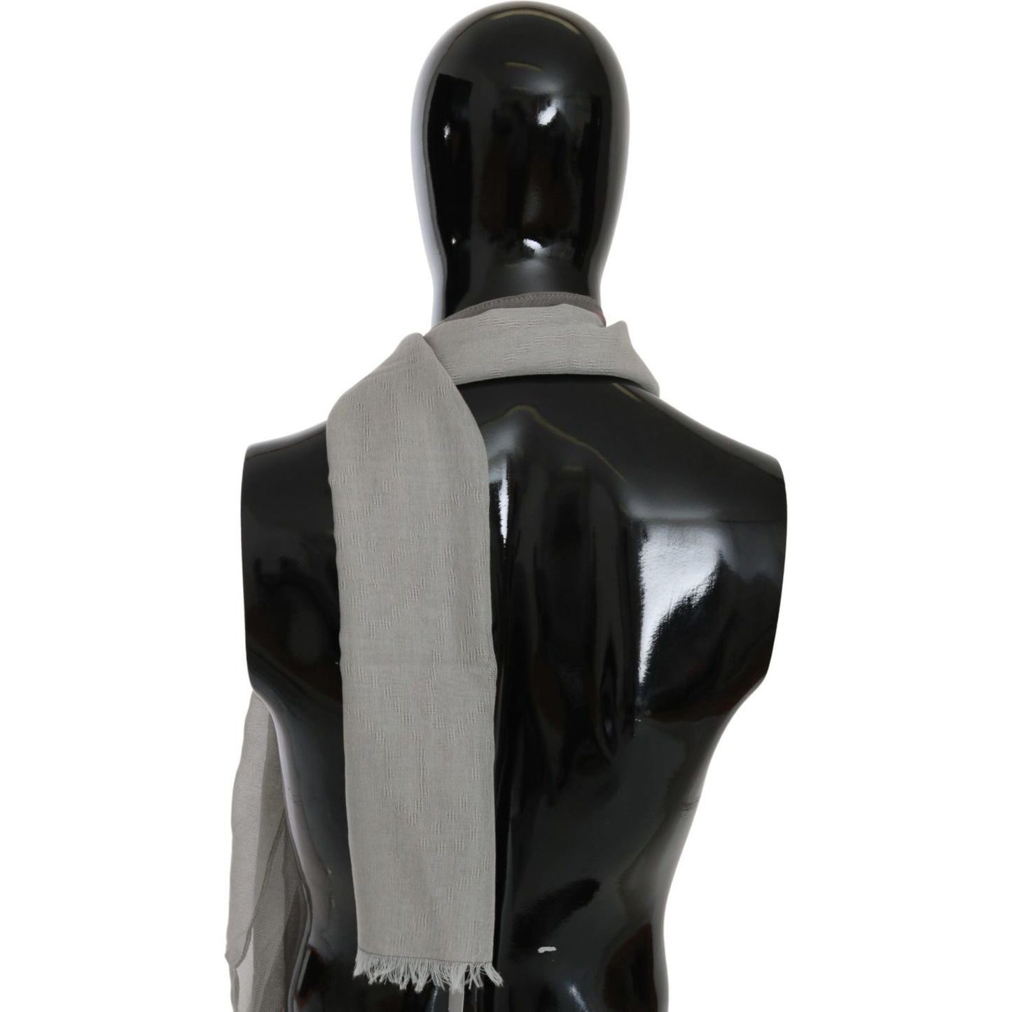 Costume National Gray Fringe Neck Wrap Cotton Scarf MS1525bg-1