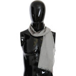 Costume National Gray Fringe Neck Wrap Cotton Scarf MS1525bg-1
