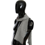 Costume National Gray Fringe Neck Wrap Cotton Scarf MS1525bg-1