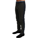 Dolce & Gabbana Elegant Slim Fit Striped Casual Pants Dolce & Gabbana Black