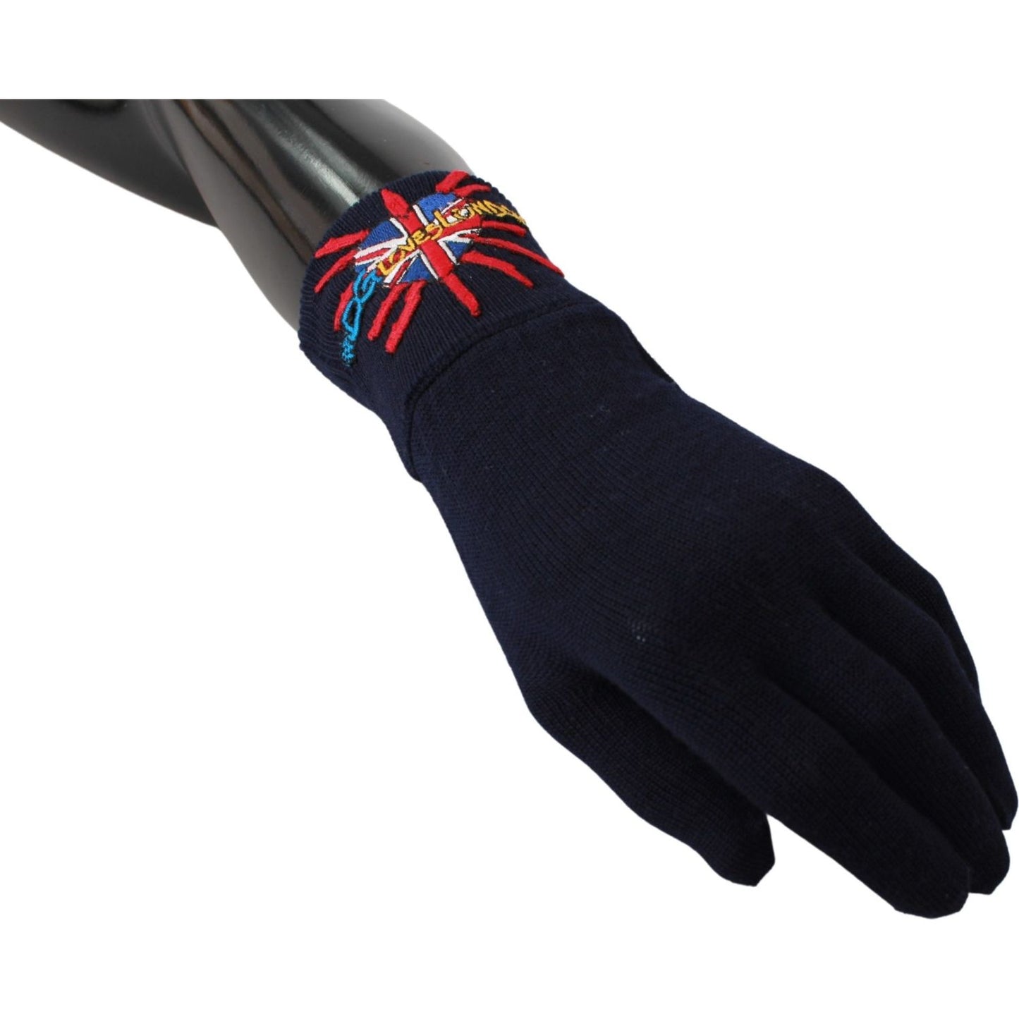 Dolce & Gabbana Blue #DGLovesLondon Embroidered Wool Gloves LB1016BG