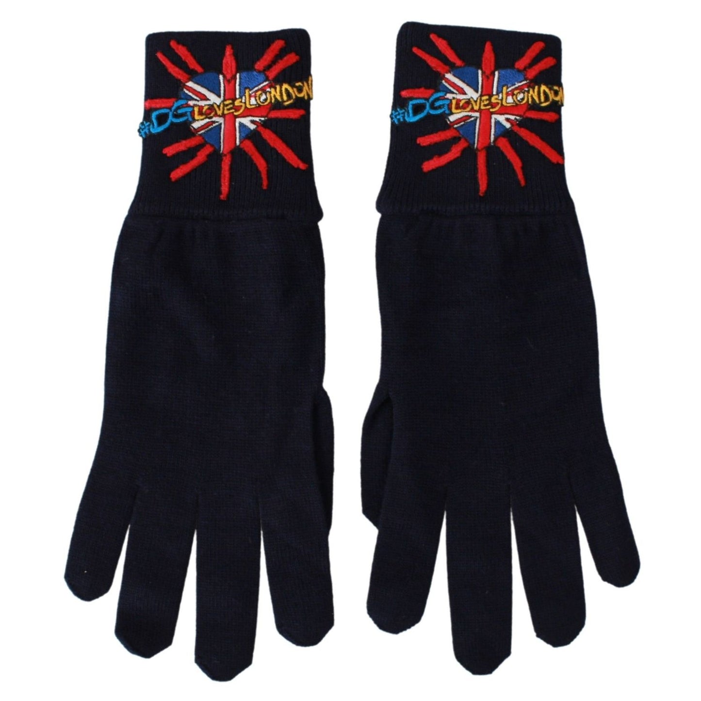 Dolce & Gabbana Blue #DGLovesLondon Embroidered Wool Gloves