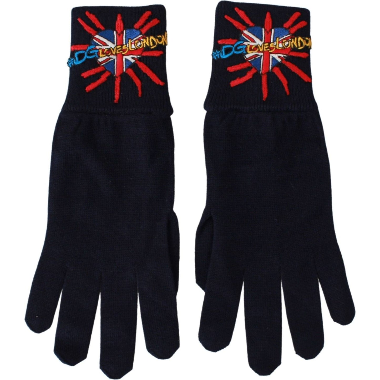 Dolce & Gabbana Blue #DGLovesLondon Embroidered Wool Gloves LB1016BG
