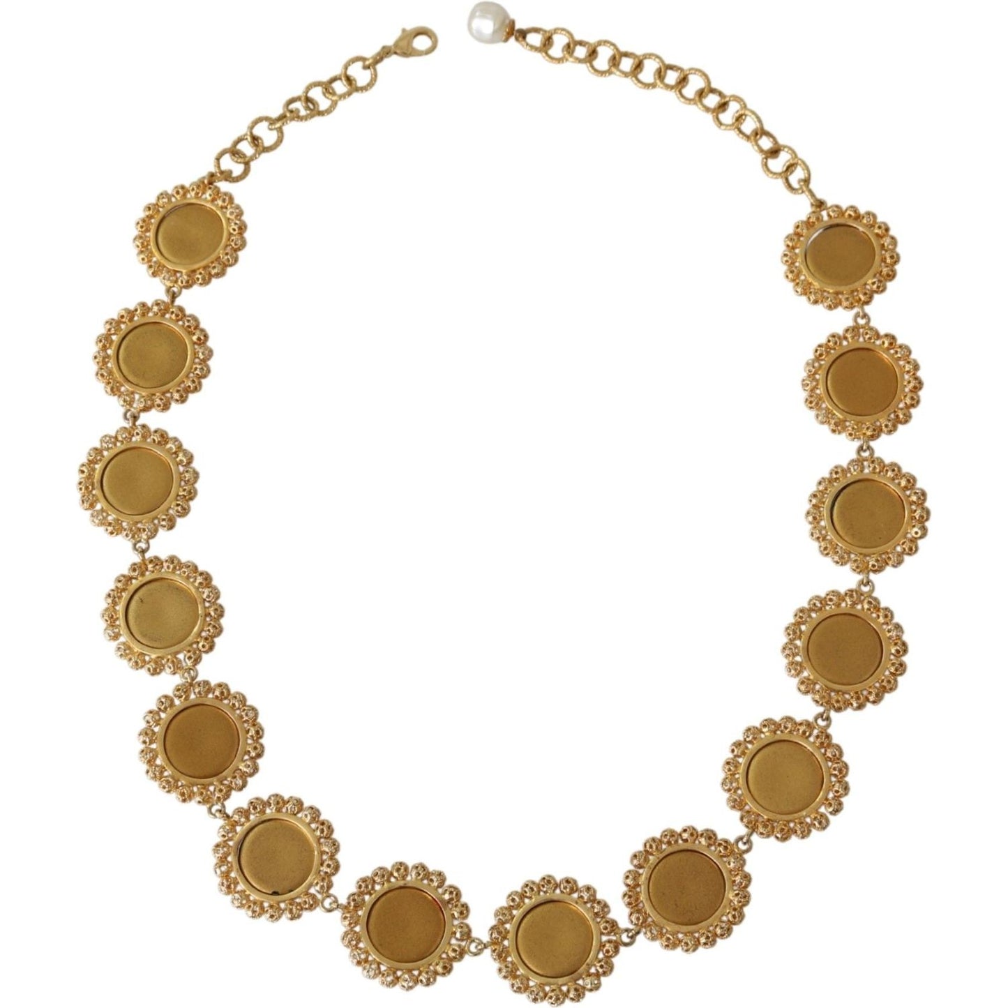 Dolce & Gabbana Red Purple Crystal Floral Chain Statement Gold Brass Necklace Necklace