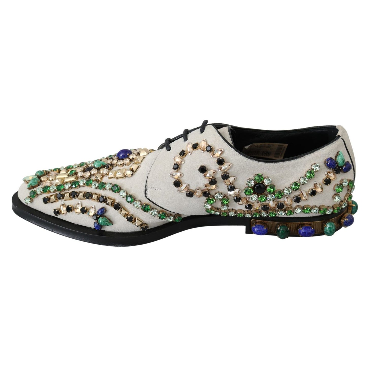 Dolce & Gabbana White Suede Crystal Dress Broque Shoes