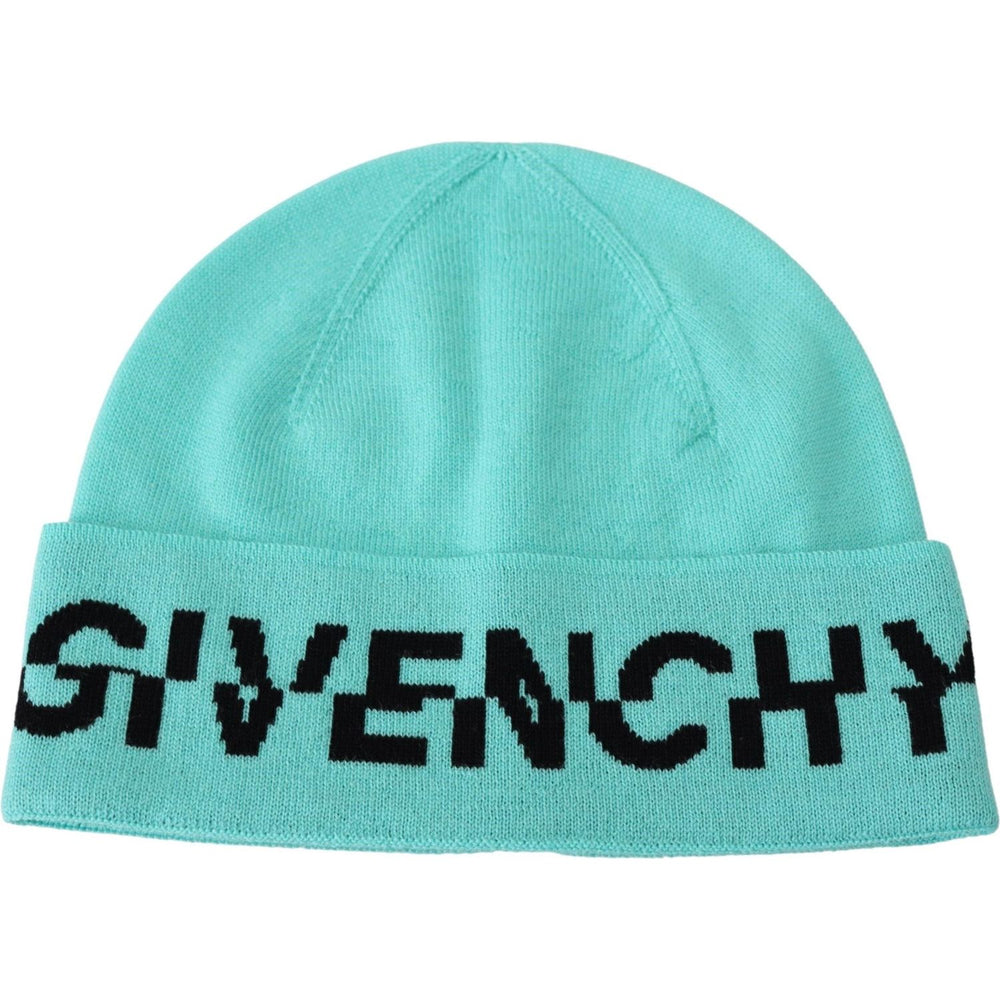 Givenchy Green Wool Beanie Unisex Logo Hat HAT9132