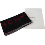 Givenchy Black Red Wool Unisex Winter Warm Wrap Scarf Shawl MS1843