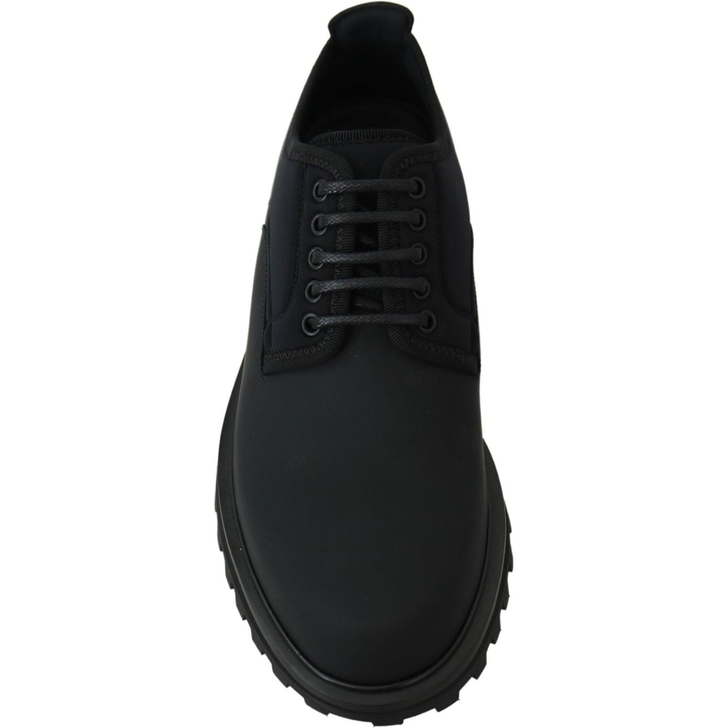 Dolce & Gabbana Black Rubberized Calfskin Chunky Derby Vulcano Shoes MV3471-44
