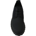 Dolce & Gabbana Black Rubberized Calfskin Chunky Derby Vulcano Shoes MV3471-44