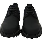 Dolce & Gabbana Black Rubberized Calfskin Chunky Derby Vulcano Shoes MV3471-44
