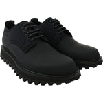 Dolce & Gabbana Black Rubberized Calfskin Chunky Derby Vulcano Shoes MV3471-44