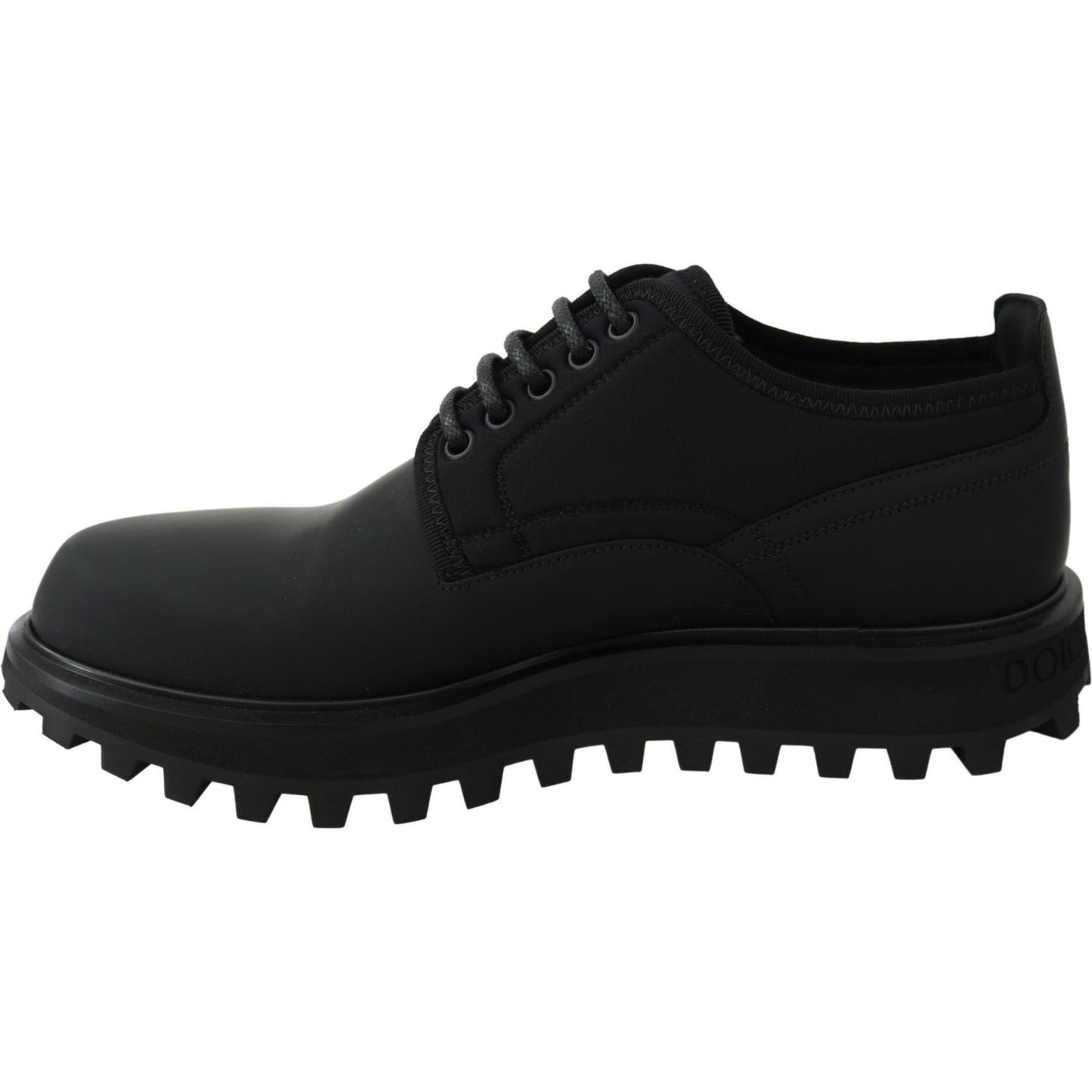 Dolce & Gabbana Black Rubberized Calfskin Chunky Derby Vulcano Shoes MV3471-44