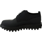 Dolce & Gabbana Black Rubberized Calfskin Chunky Derby Vulcano Shoes MV3471-44