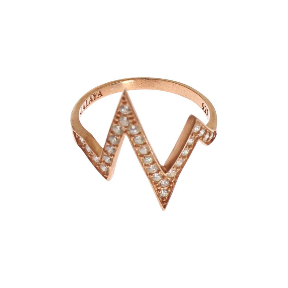 Nialaya Pink Gold 925 Silver Womens Clear Ring Ring