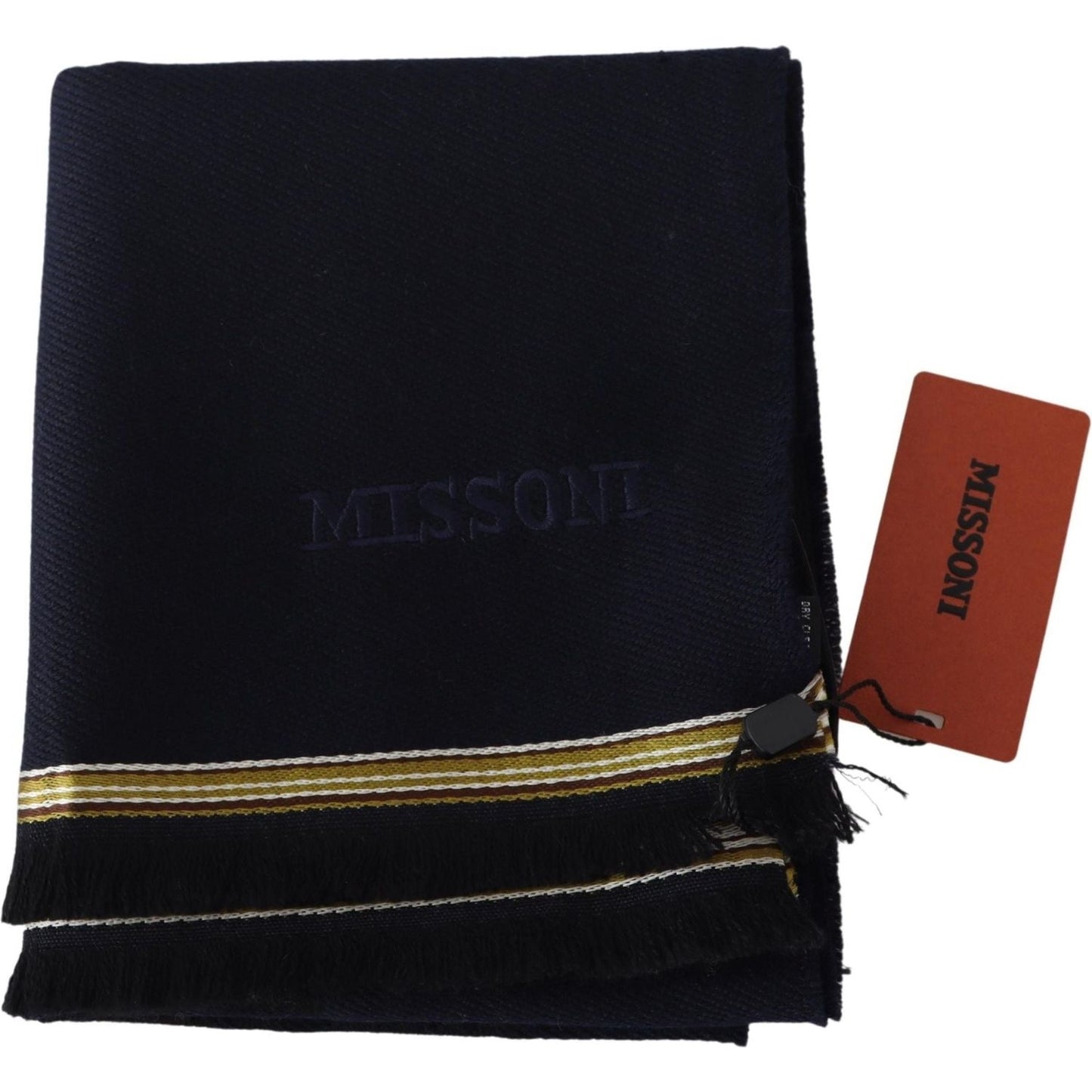 Missoni Black 100% Wool Unisex Neck Wrap Fringes Scarf MS1976BG