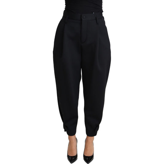 Dolce & Gabbana Black Cropped Dress High Waist Polyester Pants