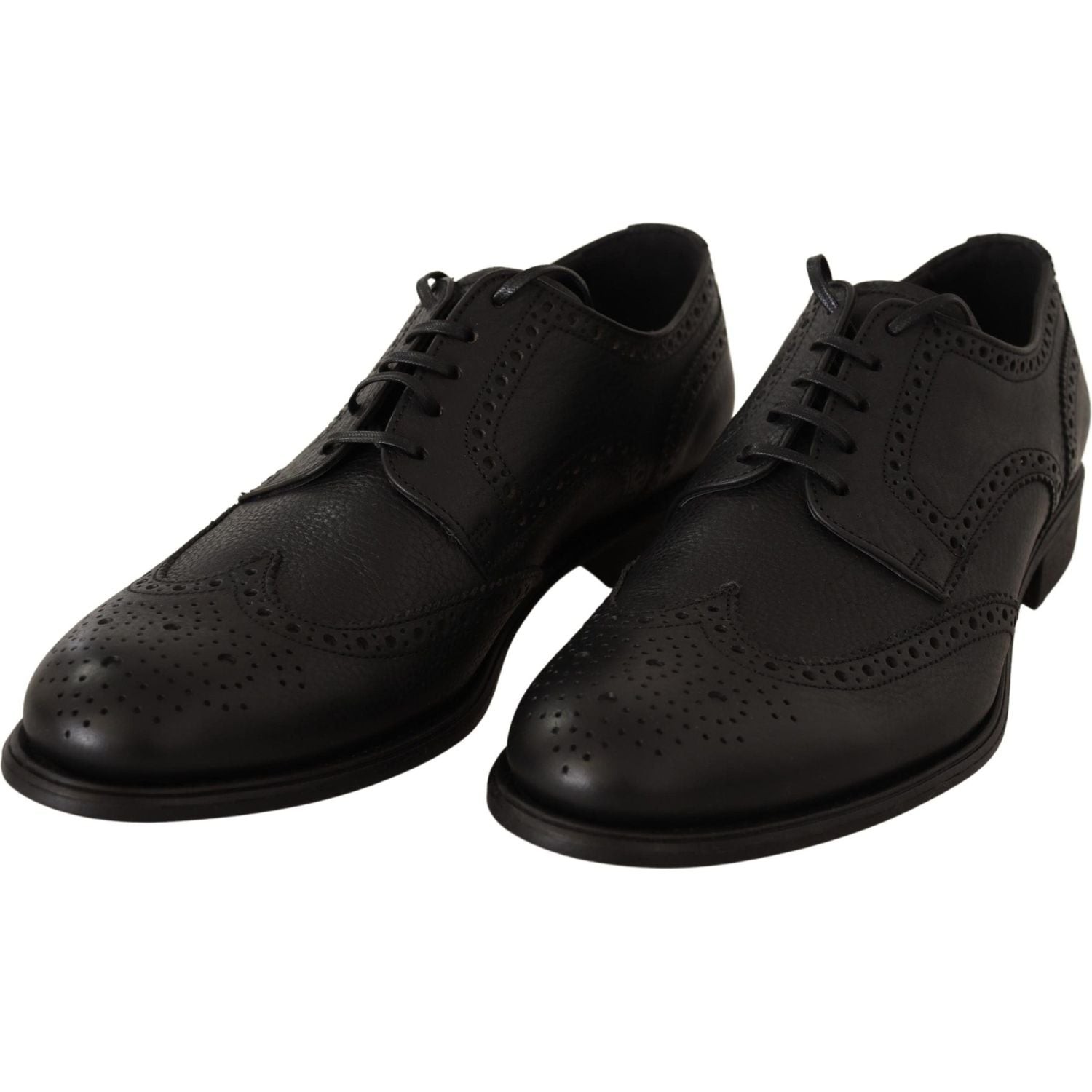 Dolce & Gabbana Black Leather Oxford Wingtip Formal Dress Shoes
