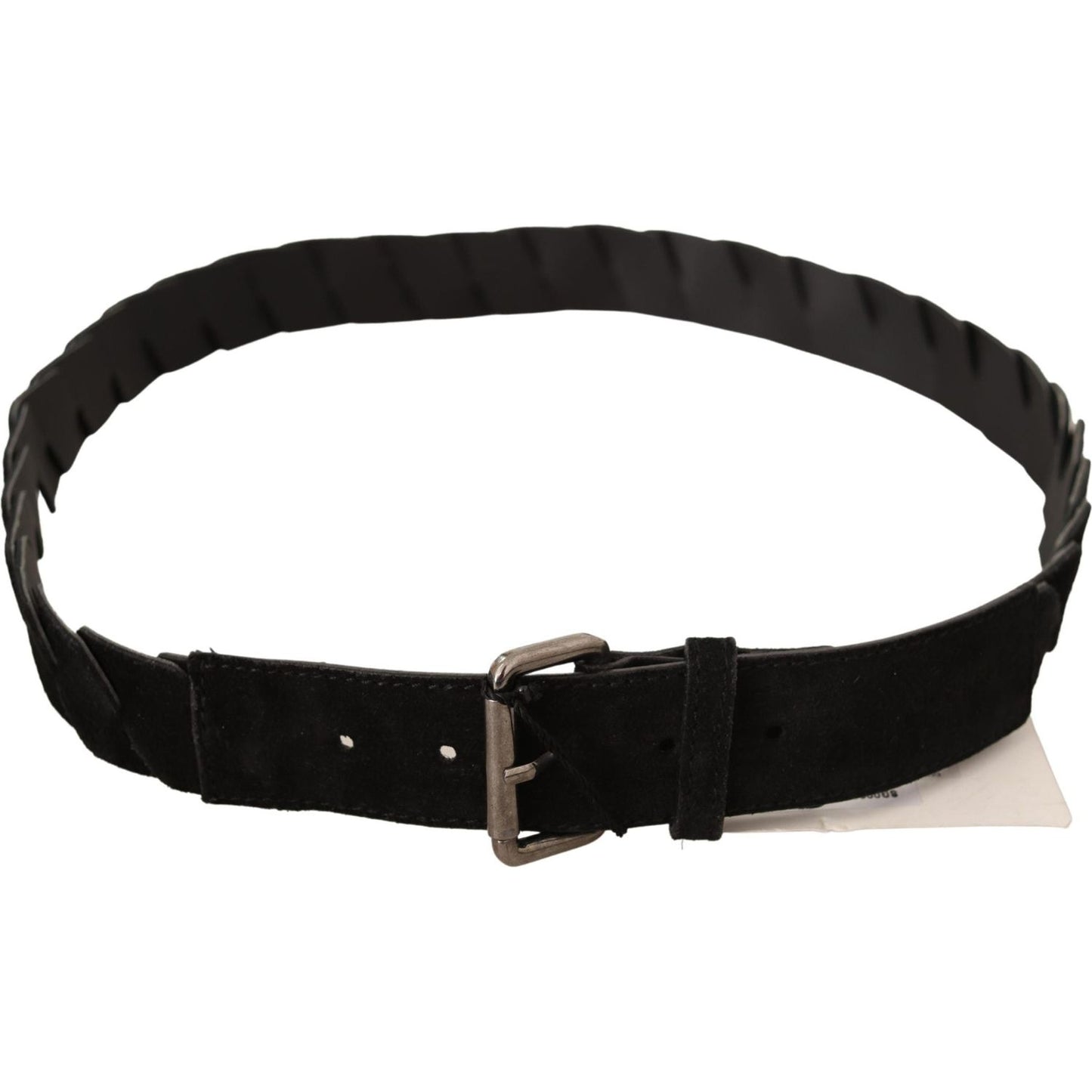 GF Ferre Black WX Silver Tone Buckle Waist Belt BEL61004 -100