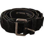 GF Ferre Black WX Silver Tone Buckle Waist Belt BEL61004 -100
