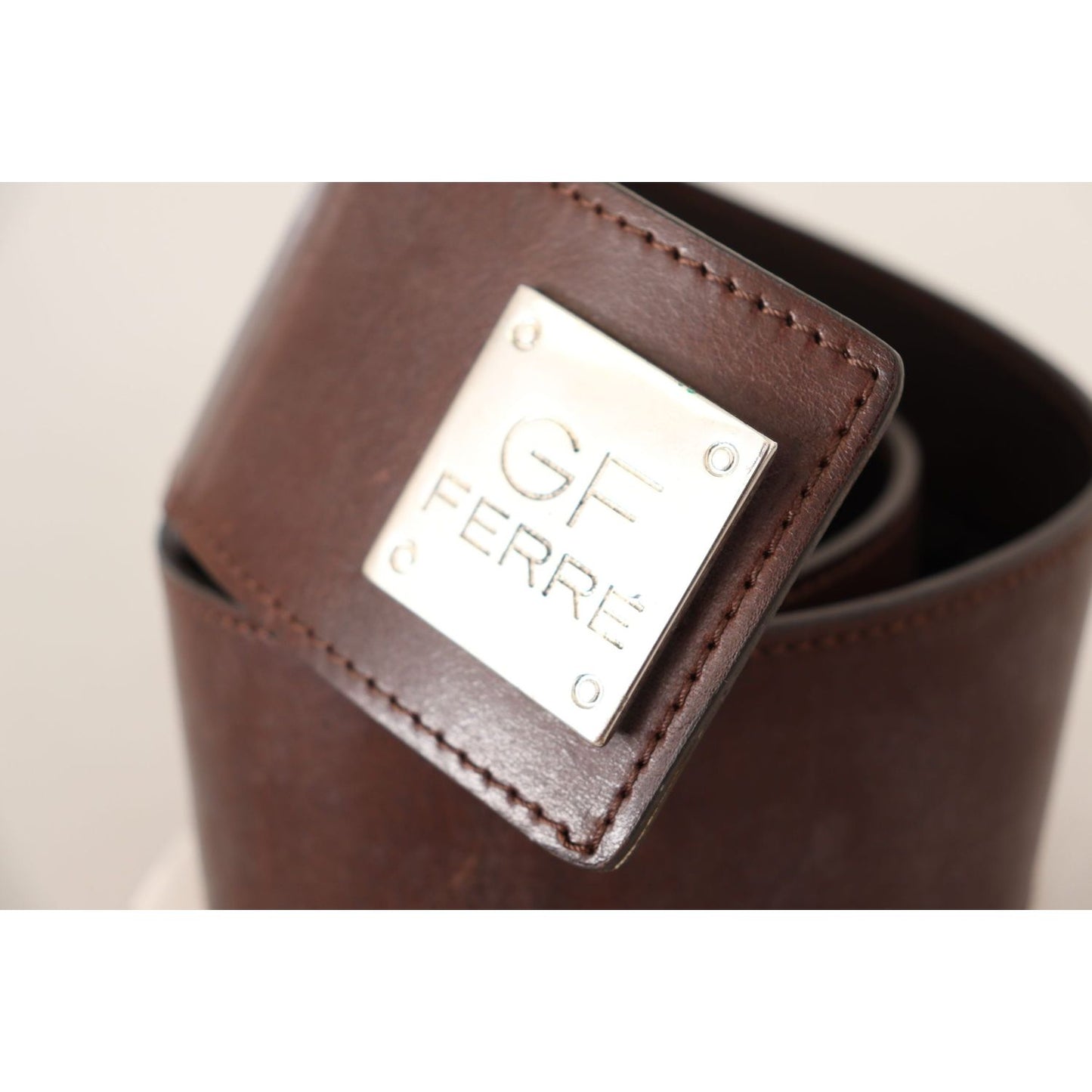 Costume National Belt Black Leather Silver Buckle Waist Belt BEL61041-85