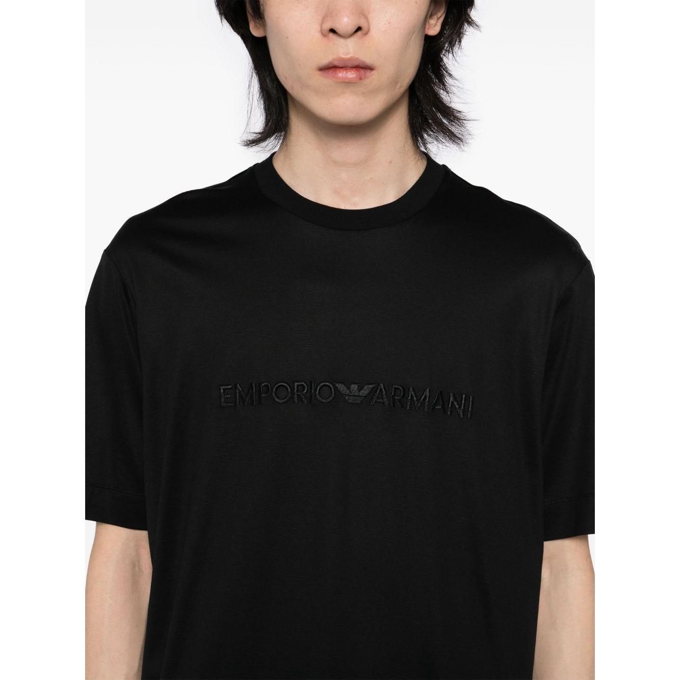 Emporio Armani T-shirt with embossed logo embroidery in lyocell blend jersey EM001070AF13747UC001-P25
