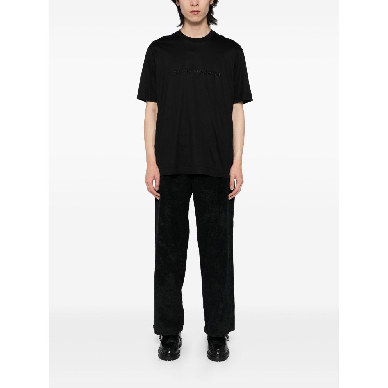 Emporio Armani T-shirt with embossed logo embroidery in lyocell blend jersey EM001070AF13747UC001-P25