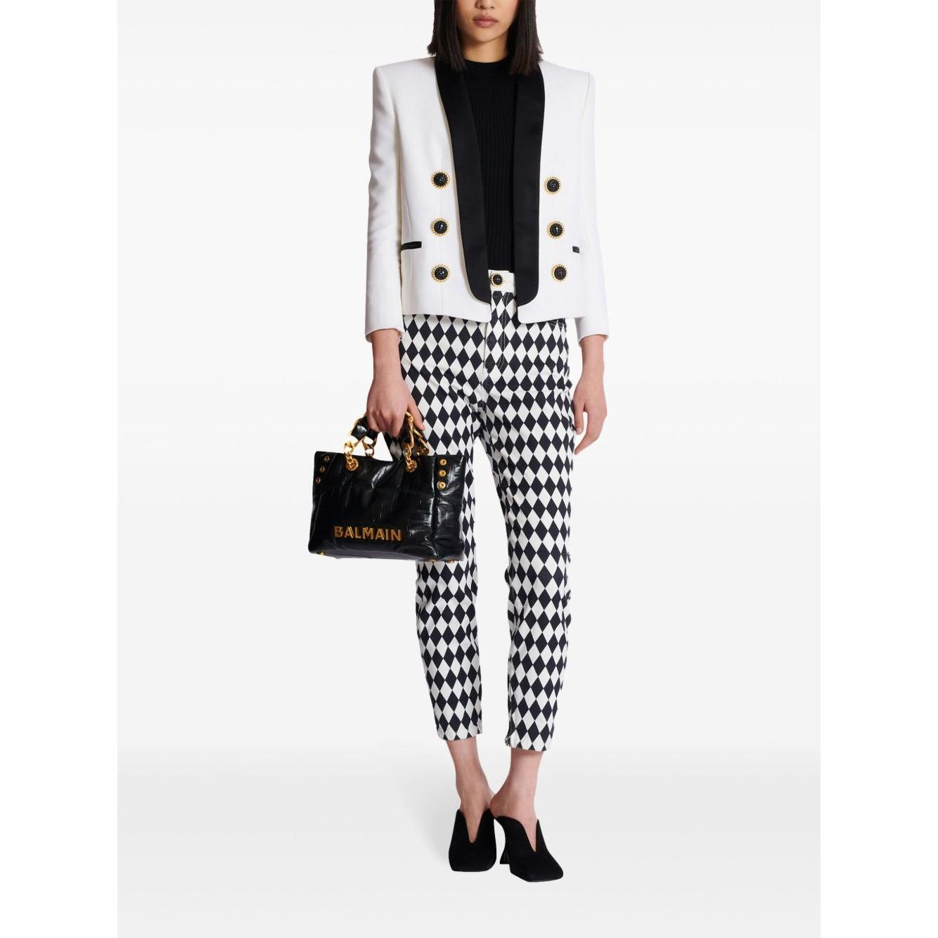 Balmain 1945 Soft PB-monogrammed crinkled small leather tote bag FN1FD871LETF0PA-AI25