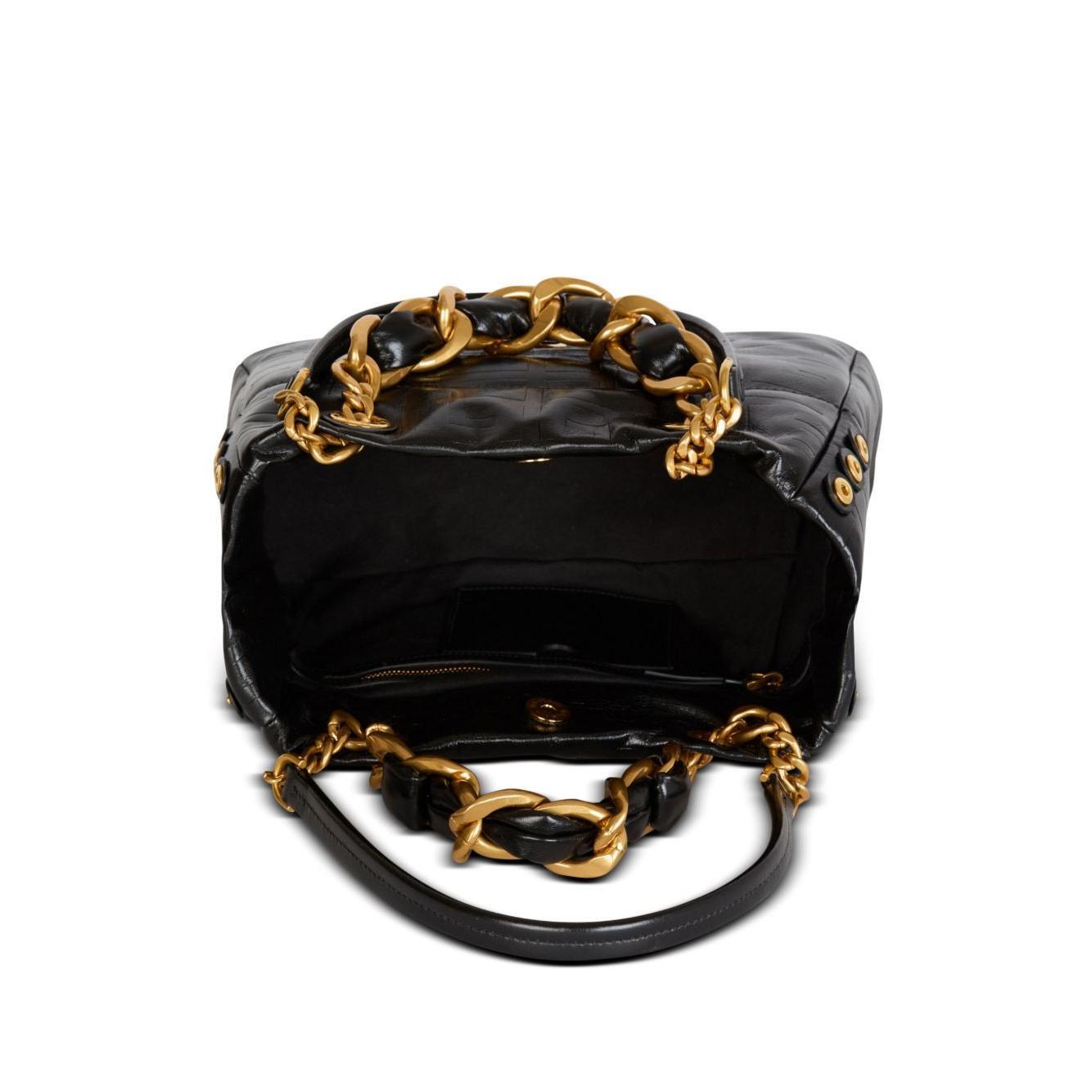 Balmain 1945 Soft PB-monogrammed crinkled small leather tote bag FN1FD871LETF0PA-AI25
