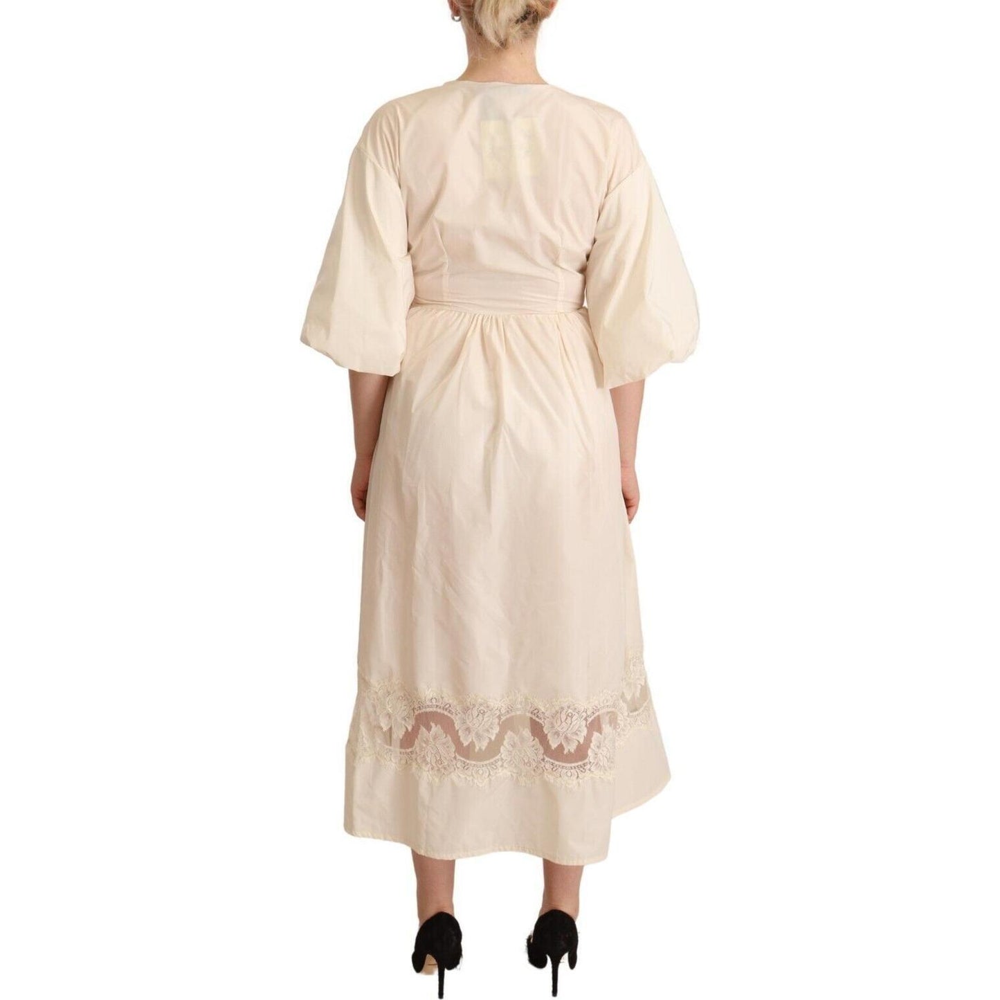 PINK MEMORIES Off White Short Sleeves Maxi A-line Wrap Dress DR28418 - 42
