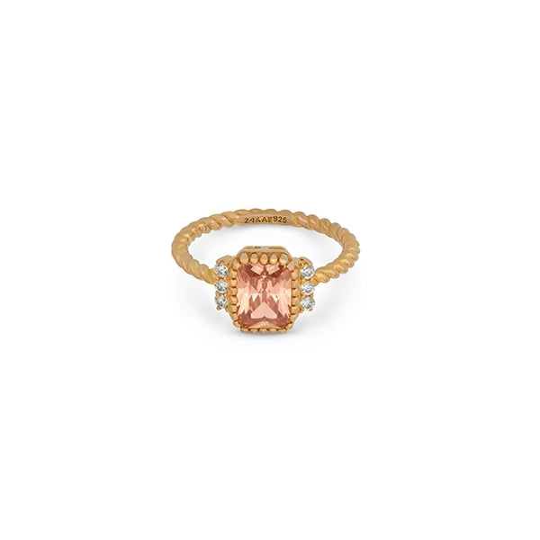 24KAE JEWELS JEWELRY Mod. 12432Y/58 featuring a gold ring with an orange gemstone and diamond accents.