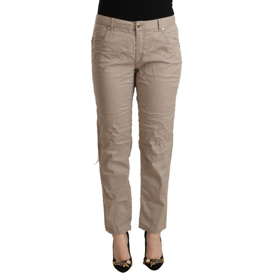Acht Beige Tencel Mid Waist Tapered Casual Pants