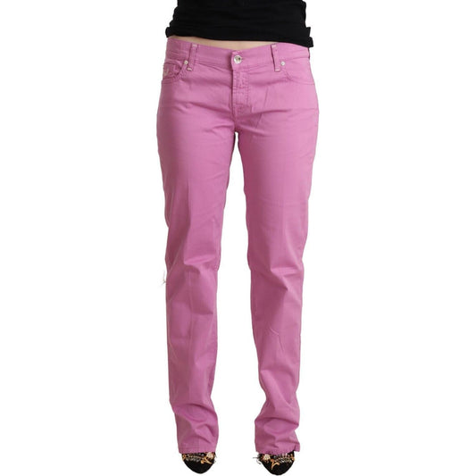 Jacob Cohen Pink Cotton Low Waist Denim Tapered Jeans