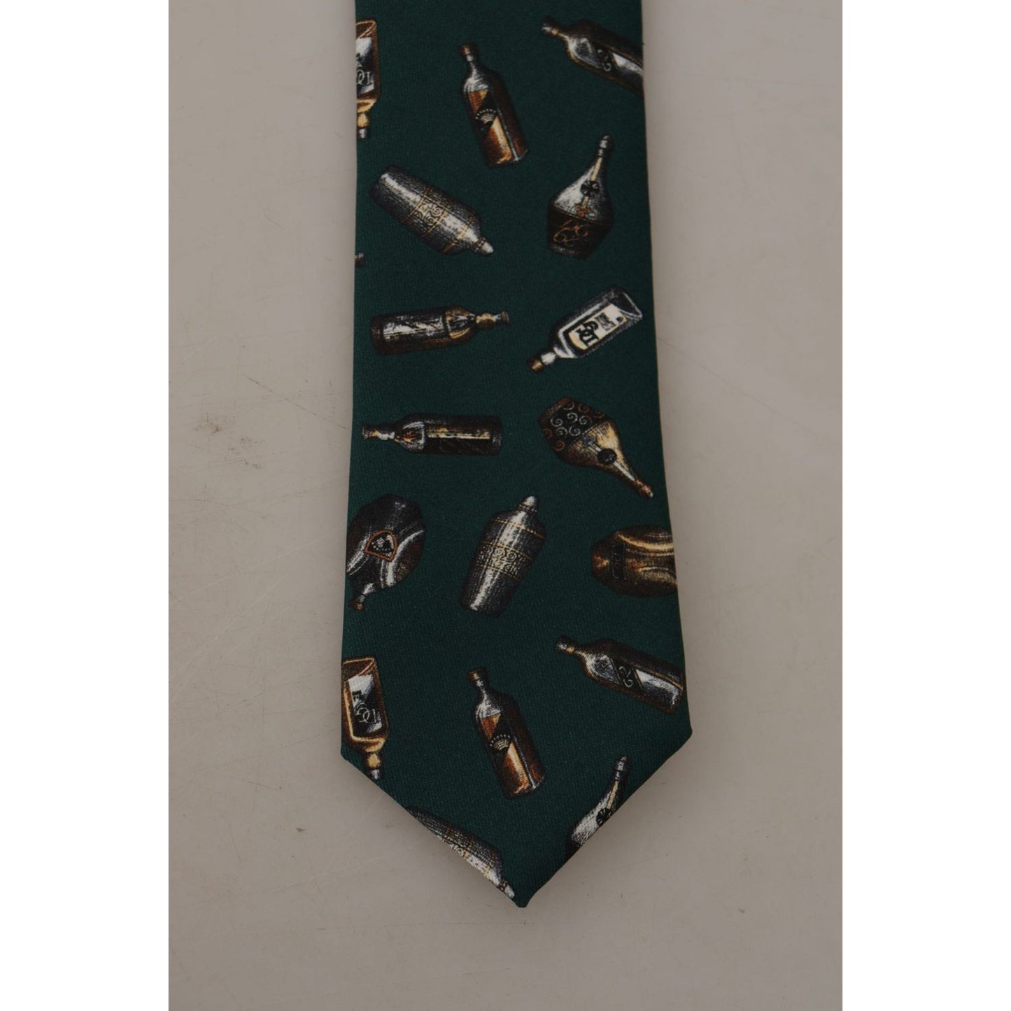 Dolce & Gabbana Black Bottle Fantasy Print Silk Adjustable Accessory Tie KRA3170