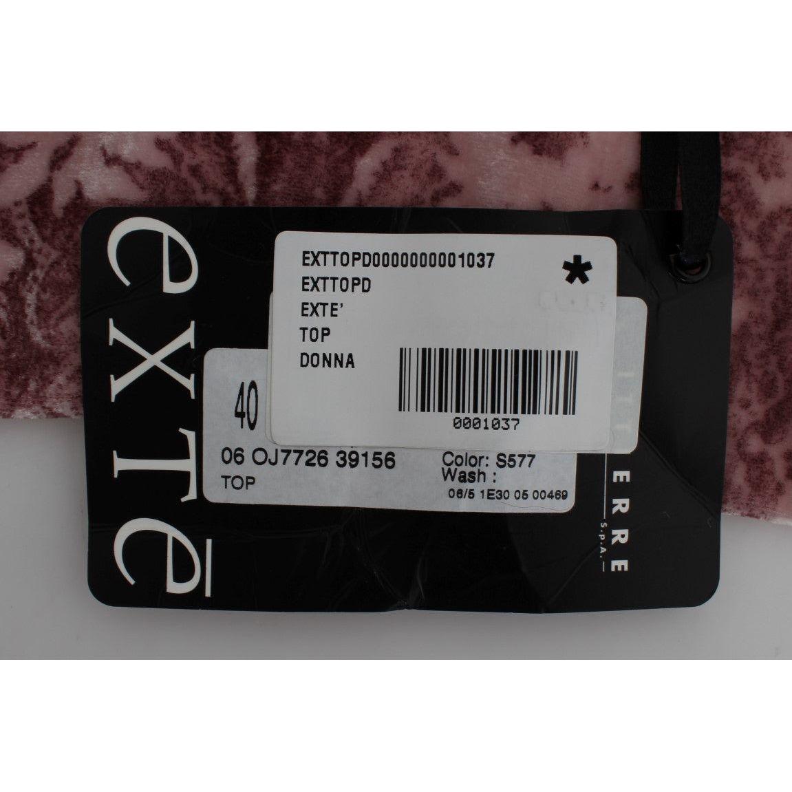 Exte Pink Floral Print Viscose Silk Blouse Top