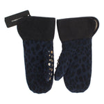 Dolce & Gabbana Gray Wool Shearling Studded Blue Leopard Gloves LB132-1