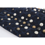 Dolce & Gabbana Gray Wool Shearling Studded Blue Leopard Gloves LB132-1