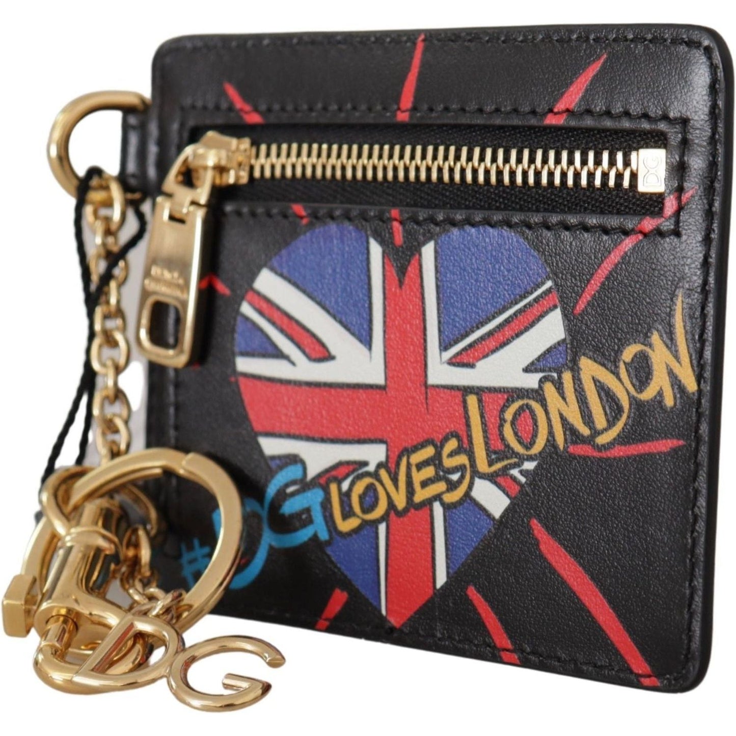 Dolce & Gabbana Black Leather #DGLovesLondon Keyring Cardholder Coin Case VAS130609