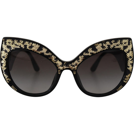 Dolce & Gabbana Black Gold Sequin Butterfly Polarized DG4326 Sunglasses