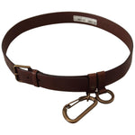 Dolce & Gabbana Brown Leather Gold Metal Buckle Carabiner Belt BEL8905 - 36