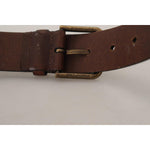 Dolce & Gabbana Brown Leather Gold Metal Buckle Carabiner Belt BEL8905 - 36